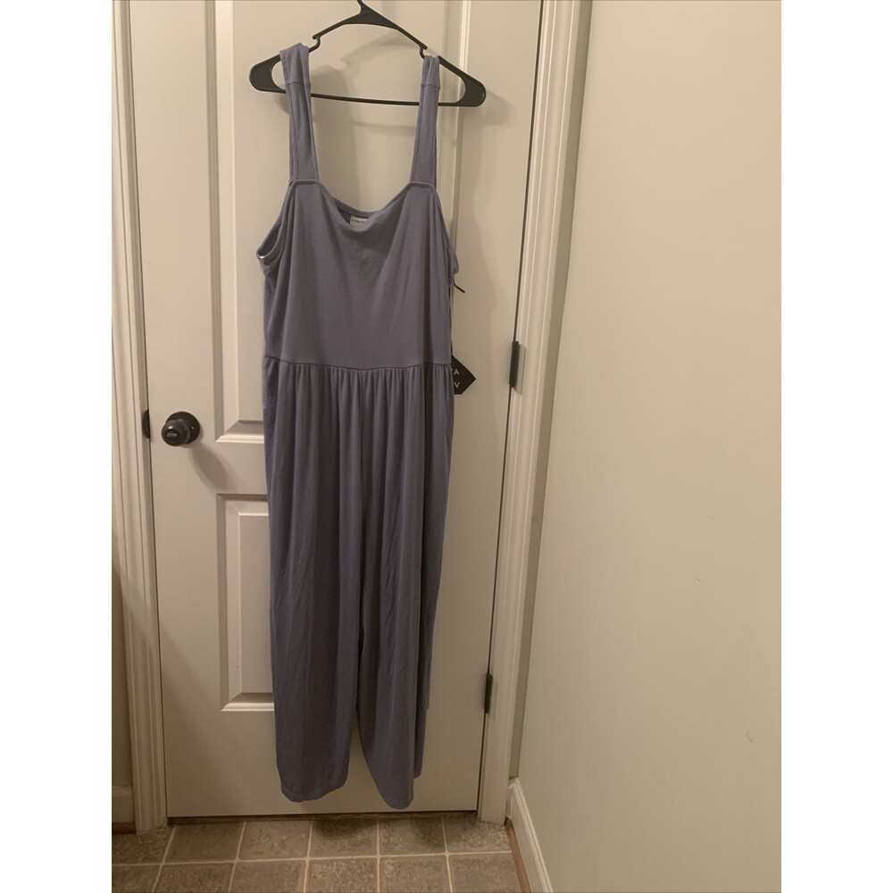 1 Pc Ava & Viv Women’s Jumpsuit Romper Smocked Back Stretch Plus Size 4X Gray